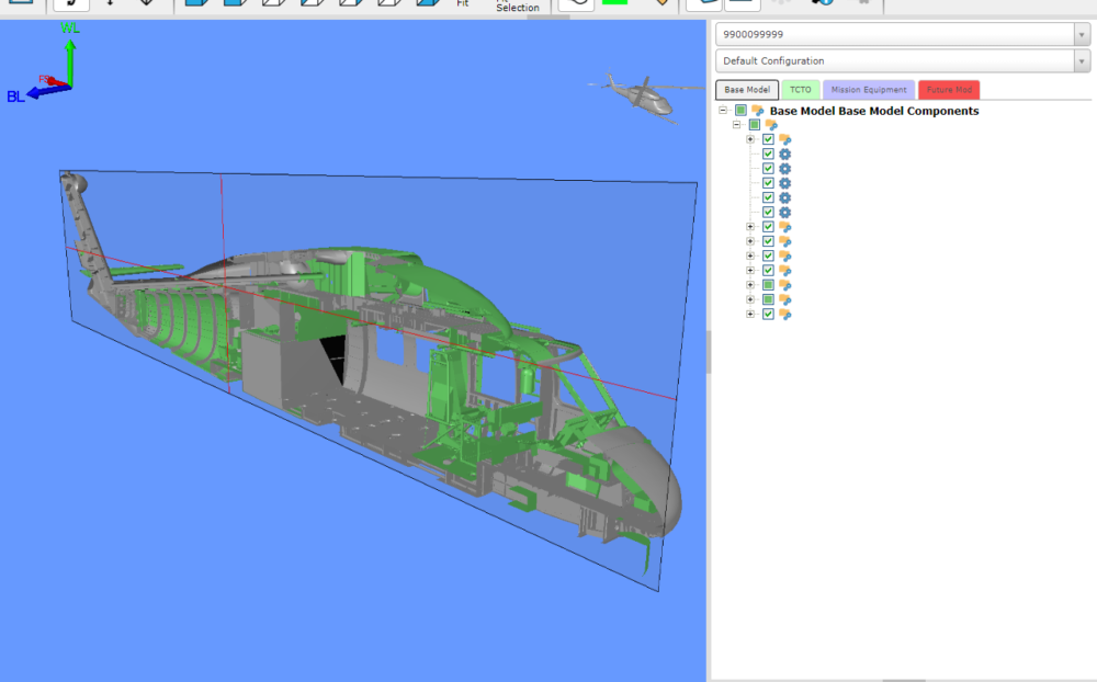 3D modeling software screenshot of a helicopter