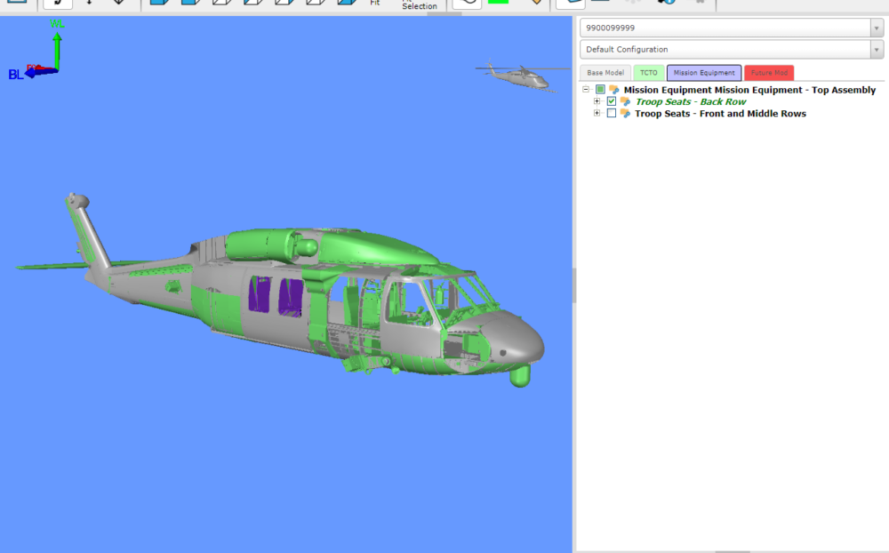 3D modeling software screenshot of a helicopter